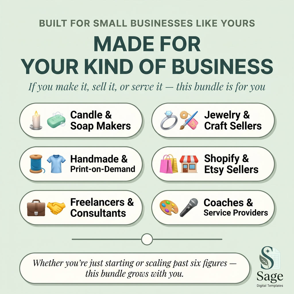 Small Business Bundle: Bookkeeping, CRM, Inventory, Pricing, Bills, Cash Flow (Google Sheets, Excel)