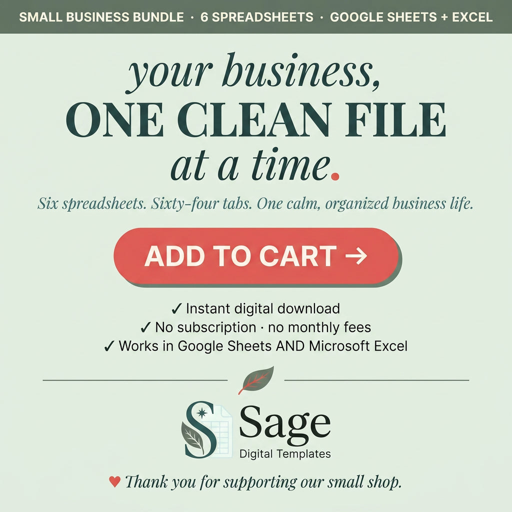 Small Business Bundle: Bookkeeping, CRM, Inventory, Pricing, Bills, Cash Flow (Google Sheets, Excel)