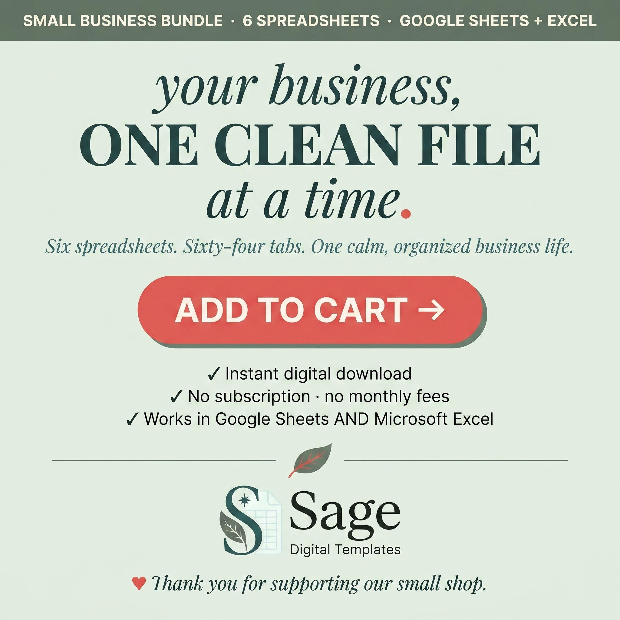 Small Business Bundle: Bookkeeping, CRM, Inventory, Pricing, Bills, Cash Flow (Google Sheets, Excel)