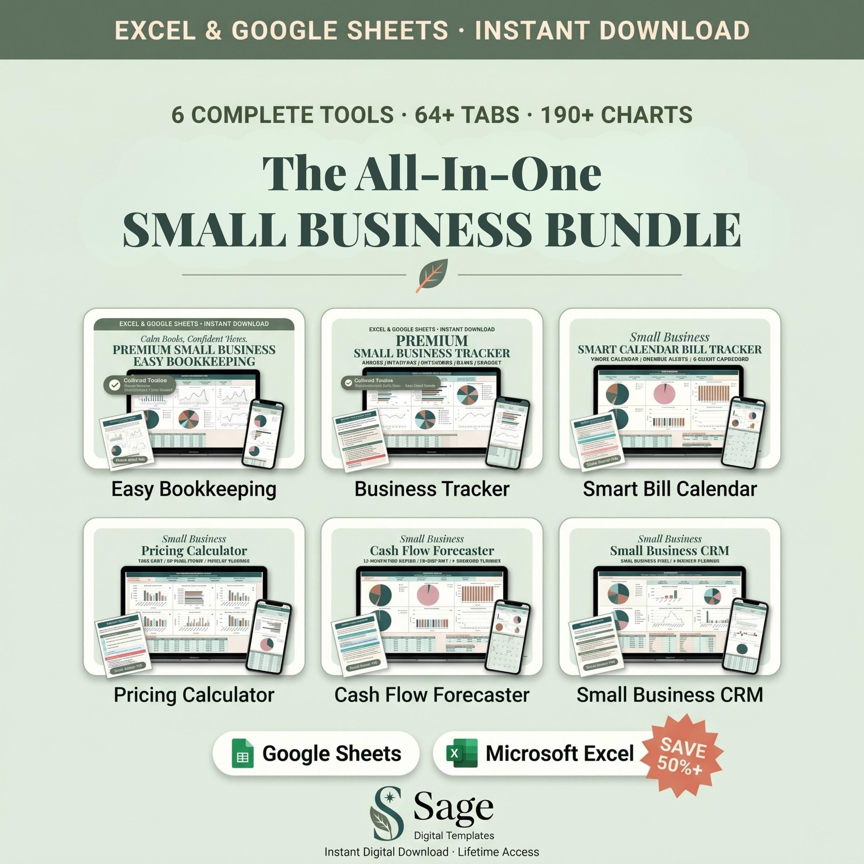 Small Business Bundle - Excel and Google Sheets digital download