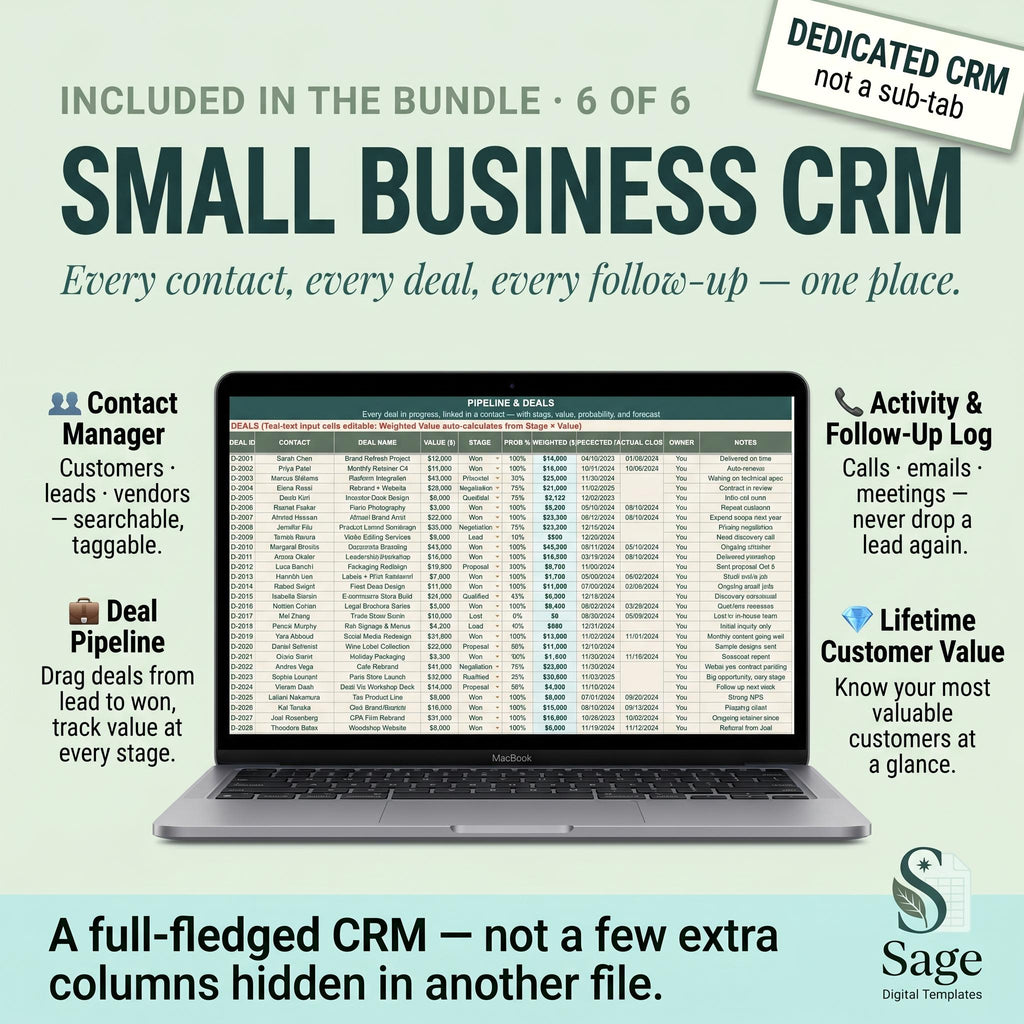 Small Business Bundle - works on Excel and Google Sheets