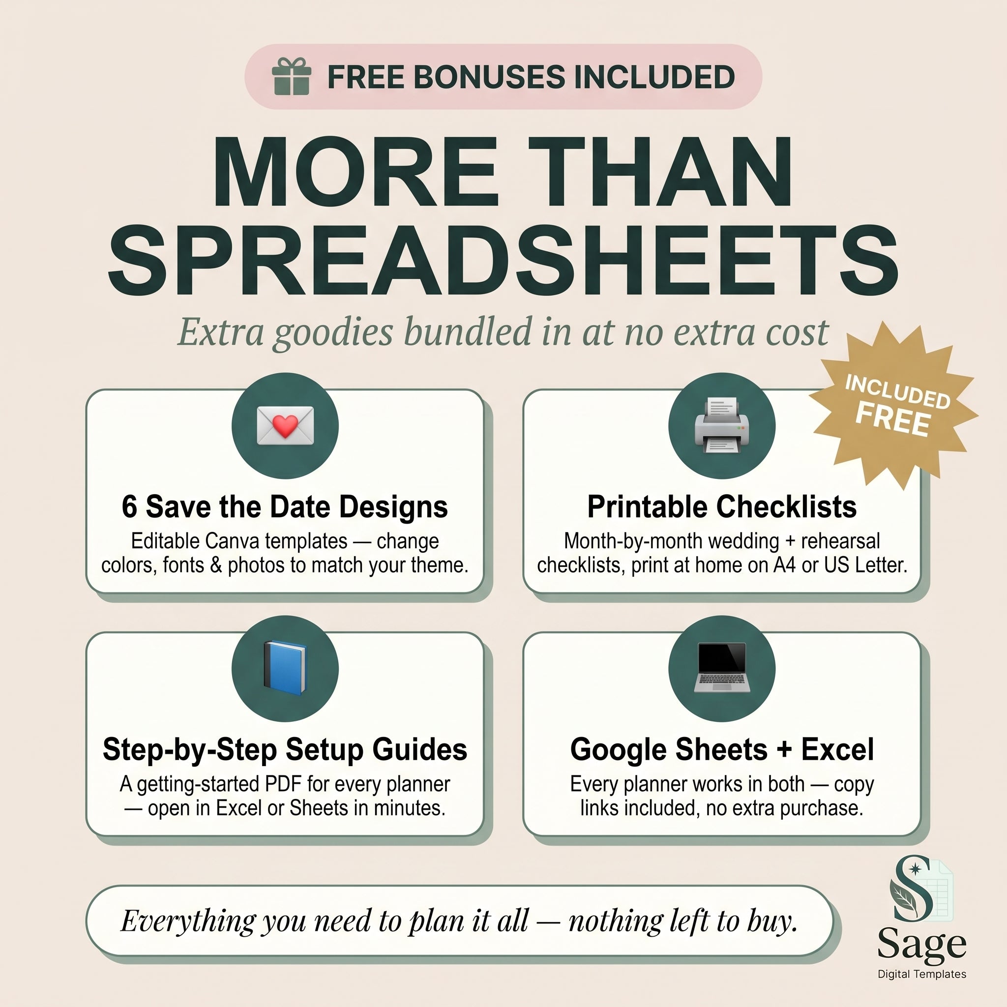 Free wedding planner bonuses — Save the Date templates and printable wedding checklists