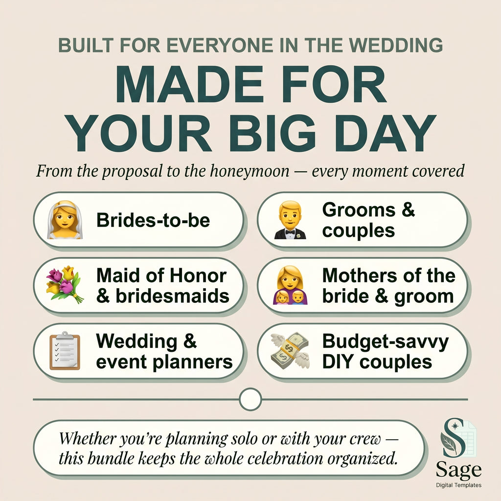 Wedding planner for brides, grooms, maid of honor and wedding planners