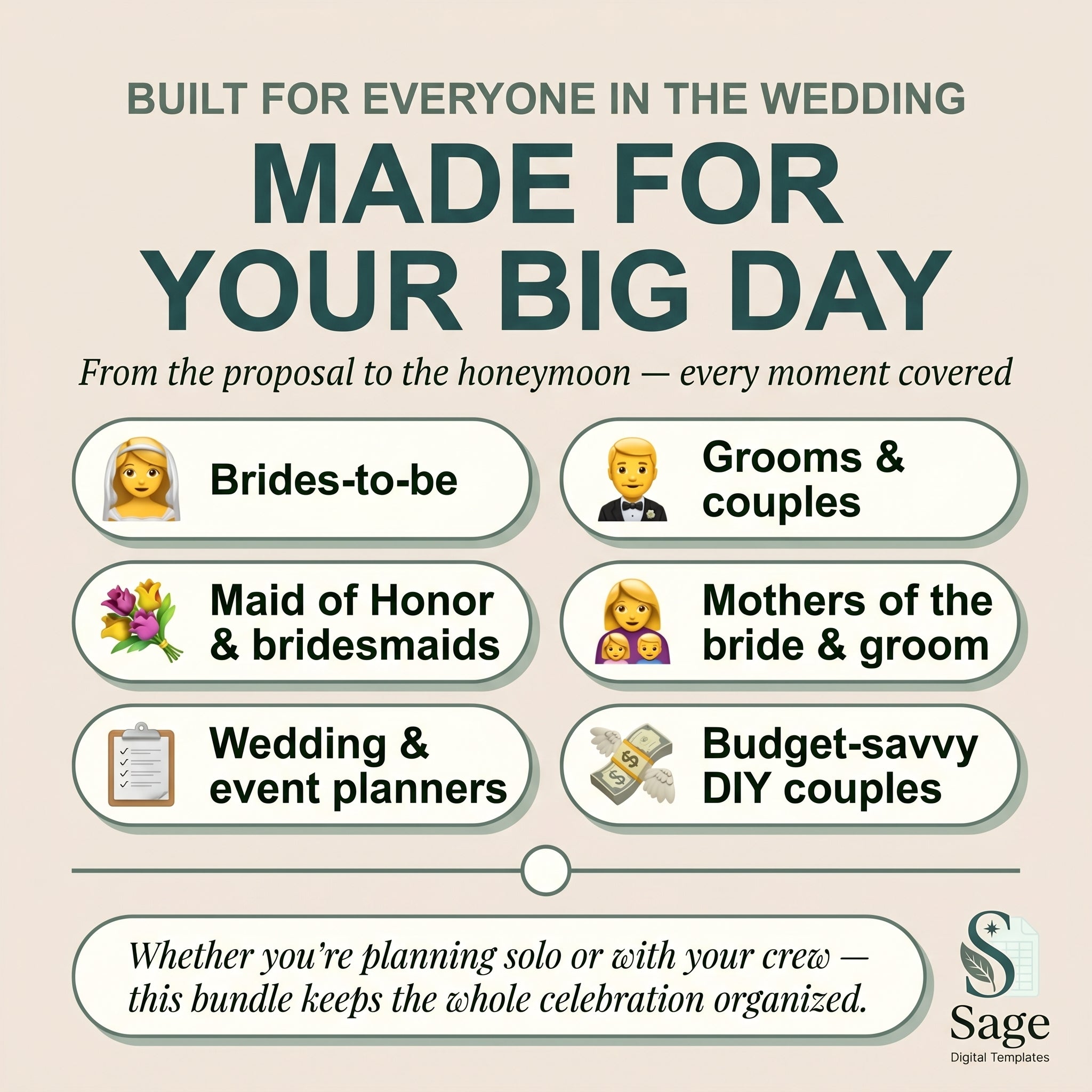 Wedding planner for brides, grooms, maid of honor and wedding planners
