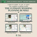 Ultimate Wedding Planning Bundle — wedding, honeymoon, bridal shower and rehearsal dinner planner spreadsheets for Google Sheets and Excel
